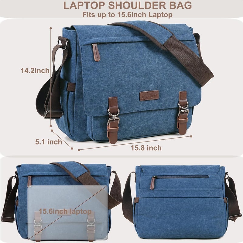 Mactso Canvas Messenger Bag for Men Women,Travel Satchel Shoulder bag 15.6 Inch Laptop Bag briefcase Business - Image 2